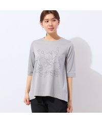 LOBJIE/【洗える】花刺繍AラインTシャツ/508297674