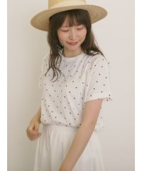 Samansa Mos2/【オーガニックコットン】ドット柄Tシャツ/508297800