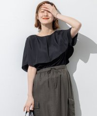 NIJYUSANKU（LARGE SIZE）/【汗じみ防止/洗える】スムースデザイン ラッフルカラー カットソー/508256013