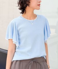 《手洗い可能》袖フリル配色プルオーバーニット
