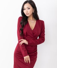 Tika/ティカ Tika キャバドレス 長袖 袖ありシンプルワンカラー裾ラップタイトミニドレス (S～XXXLサイズ)/508299732