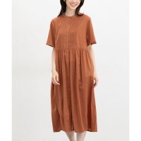 Honeys/ハニーズ Honeys ピンタックワンピース ワンピース 半袖 ロング丈 半袖ワンピース ピンタック バンドカラー フレア袖 レーヨン混 ワッシャー加工 レディ/508312257