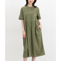 Honeys/ハニーズ Honeys ピンタックワンピース ワンピース 半袖 ロング丈 半袖ワンピース ピンタック バンドカラー フレア袖 レーヨン混 ワッシャー加工 レディ/508312257