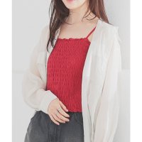 Honeys/ハニーズ Honeys カップ付キャミソール トップス キャミソール カップ付き シャーリング 綿100％ アジャスター インナー ガーリー 夏 白 黒 レディ/508312288