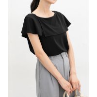 Honeys/ハニーズ Honeys オフショル風トップス トップス カットソー 半袖 オフィス きれいめ オフショル風 ケープ 無地 ストレッチ レーヨン混 ナイロン混 レ/508312301