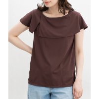 Honeys/ハニーズ Honeys オフショル風トップス トップス カットソー 半袖 オフィス きれいめ オフショル風 ケープ 無地 ストレッチ レーヨン混 ナイロン混 レ/508312301
