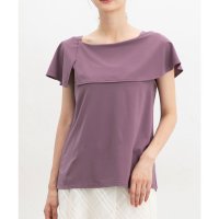Honeys/ハニーズ Honeys オフショル風トップス トップス カットソー 半袖 オフィス きれいめ オフショル風 ケープ 無地 ストレッチ レーヨン混 ナイロン混 レ/508312301