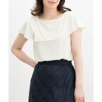Honeys/ハニーズ Honeys オフショル風トップス トップス カットソー 半袖 オフィス きれいめ オフショル風 ケープ 無地 ストレッチ レーヨン混 ナイロン混 レ/508312301
