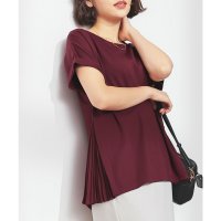 Honeys/ハニーズ Honeys 脇プリーツトップス トップス カットソー 半袖 脇プリーツ 無地 レーヨン混 ナイロン混 ストレッチ Aライン フェミニン 秋 白 レデ/508312310