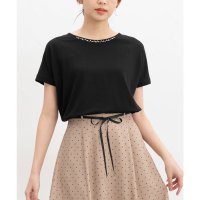Honeys/ハニーズ Honeys ビジュー付トップス トップス カットソー 半袖 UVカット 吸水速乾 オフィス きれいめ ビジュー フレンチ袖 無地 レーヨン混 レディ/508312317