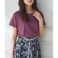 Honeys/ハニーズ Honeys ビジュー付トップス トップス カットソー 半袖 UVカット 吸水速乾 オフィス きれいめ ビジュー フレンチ袖 無地 レーヨン混 レディ/508312317