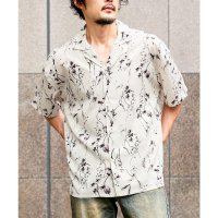 LUXSTYLE/ラグスタイル LUXSTYLE 花柄オープンカラー半袖シャツ/シャツ 半袖 開襟シャツ 花柄 総柄 ビッグシルエット 薄手 柄シャツ メンズシャツ モノトーン /508312326