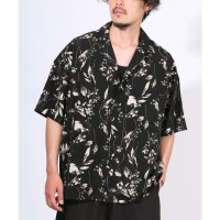 LUXSTYLE/ラグスタイル LUXSTYLE 花柄オープンカラー半袖シャツ/シャツ 半袖 開襟シャツ 花柄 総柄 ビッグシルエット 薄手 柄シャツ メンズシャツ モノトーン /508312326