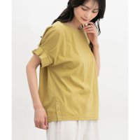 Honeys/ハニーズ Honeys 裾ボタン付トップス トップス カットソー 半袖 ハニさら オフィス きれいめ UVカット 接触冷感 速乾ドライ 袖タック 無地 綿混 レ/508312330