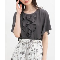 Honeys/ハニーズ Honeys 配色メローフリルブラウス トップス ブラウス 半袖 オフィス きれいめ フリルブラウス 配色 メロー フリル フレア袖 レディース/508312349