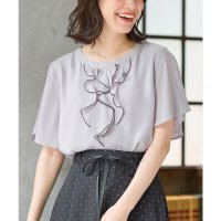 Honeys/ハニーズ Honeys 配色メローフリルブラウス トップス ブラウス 半袖 オフィス きれいめ フリルブラウス 配色 メロー フリル フレア袖 レディース/508312349