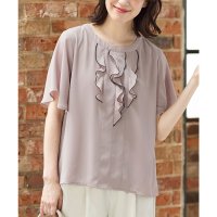 Honeys/ハニーズ Honeys 配色メローフリルブラウス トップス ブラウス 半袖 オフィス きれいめ フリルブラウス 配色 メロー フリル フレア袖 レディース/508312349