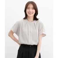 Honeys/ハニーズ Honeys バンドカラーブラウス トップス ブラウス 半袖 大きいサイズ オフィス きれいめ 再生ポリエステル バンドカラー 無地 ジョーゼット レ/508312394