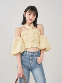 Darich/ダーリッチ Darich ホルターネックオフショルツイードトップス/508316639
