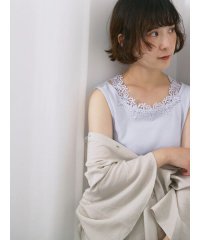 Samansa Mos2 blue/花レースタンク/508317202