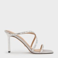 CHARLES & KEITH/リサイクルポリエステル ジェムエンベリシュッドストラッピーヒールミュール/508317958