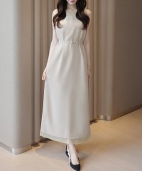 JUNOAH/ジュノア JUNOAH シアードッキングベルト付きIラインワンピース/508318349