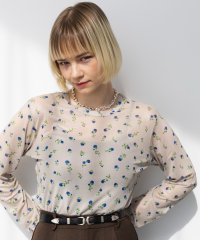 MAISON BREEZE reveur/メゾンブリーズレヴール MAISON BREEZE reveur crew neck printed sheer tops クルーネックプリントシアートップス/508318620