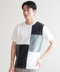 ikka/ブロックスCHスエード切り替えTシャツ/507980292