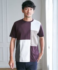 ikka/ブロックスCHスエード切り替えTシャツ/507980292