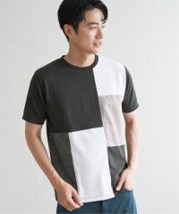 ikka/ブロックスCHスエード切り替えTシャツ/507980292