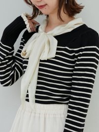 MAJESTIC LEGON/マジェスティックレゴン MAJESTIC LEGON 袖フリルボウタイ配色ニット/508299574