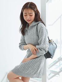 MAJESTIC LEGON/マジェスティックレゴン MAJESTIC LEGON ケーブルジップニットミニワンピ/508300374