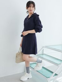 MAJESTIC LEGON/マジェスティックレゴン MAJESTIC LEGON ケーブルジップニットミニワンピ/508300374