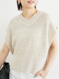 le.coeur blanc/ルクールブラン le.coeur blanc 柄編みミックスデザインニットベスト/508300530
