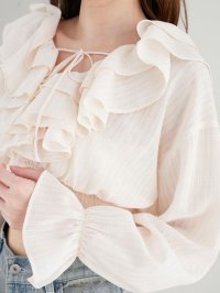 MAJESTIC LEGON/マジェスティックレゴン MAJESTIC LEGON フロントリボンシアーフリルブラウス/508303080