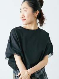 le.coeur blanc/ルクールブラン le.coeur blanc チュールねじりスリーブフレンチプルオーバー/508303107
