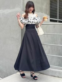 MAJESTIC LEGON/マジェスティックレゴン MAJESTIC LEGON ウエストきゅっとフリルフレアワンピ/508303695
