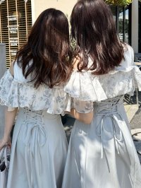 MAJESTIC LEGON/マジェスティックレゴン MAJESTIC LEGON ウエストきゅっとフリルフレアワンピ/508303695