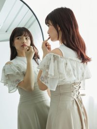 MAJESTIC LEGON/マジェスティックレゴン MAJESTIC LEGON ウエストきゅっとフリルフレアワンピ/508303695