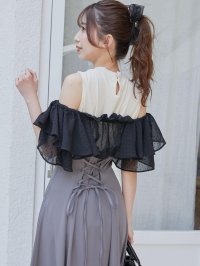 MAJESTIC LEGON/マジェスティックレゴン MAJESTIC LEGON ウエストきゅっとフリルフレアワンピ/508303695