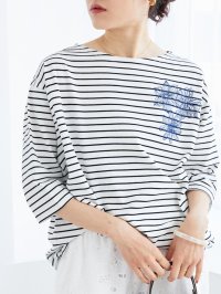 le.coeur blanc/ルクールブラン le.coeur blanc ボーダーモチーフ刺繍カットソー/508303723