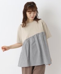 one'sterrace/コットン天竺 5分袖布帛切替プルオーバー/508318049