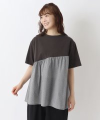 one'sterrace/コットン天竺 5分袖布帛切替プルオーバー/508318049
