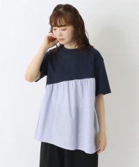 one'sterrace/コットン天竺 5分袖布帛切替プルオーバー/508318049