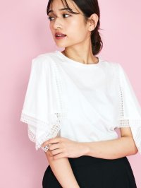 QUEENS COURT/クイーンズコート QUEENS COURT チュールショルダーシルケットトップス≪手洗い可能≫/508318809