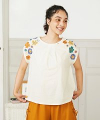 Jocomomola/Escala floral フラワー刺繍パフスリーブTシャツ/508319186