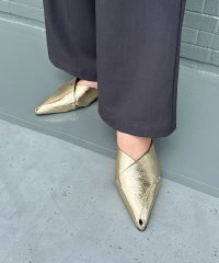 LOWO/ロワ LOWO メタリック フラット ポインテッドトゥ ローヒール ミュール パンプス/508319393