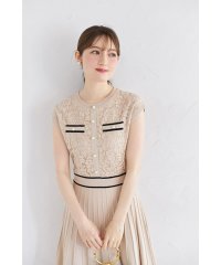 tocco closet/トッコクローゼット tocco closet パール付きレース切り替えバイカラーニットワンピース/508319418