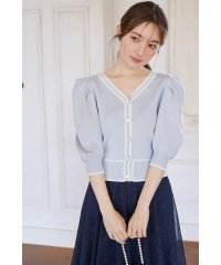 tocco closet/トッコクローゼット tocco closet フラワー釦パワーショルダー配色ニットカーディガン/508319419