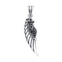Sears/シアーズ Sears ペンダント トップ フェザー クロス ブラック キュービックジルコニア CZ シルバー925 アクセサリー トップのみ/508319497